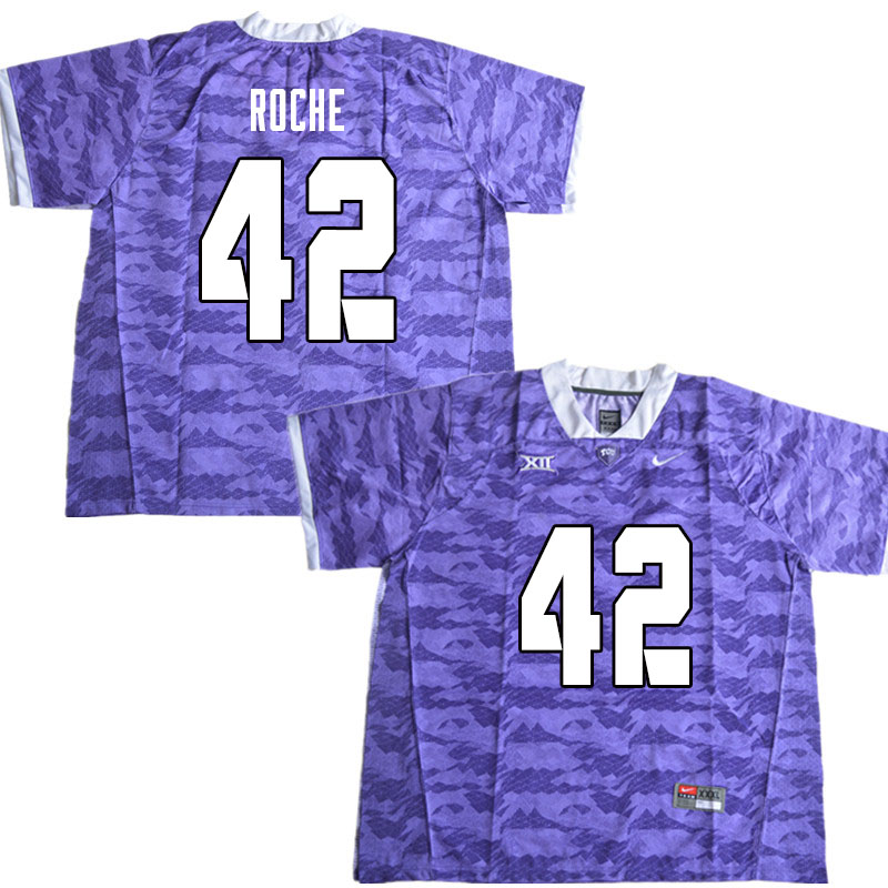 Men #42 Dearan Roche TCU Horned Frogs College Football Jerseys Sale-Limited Purple